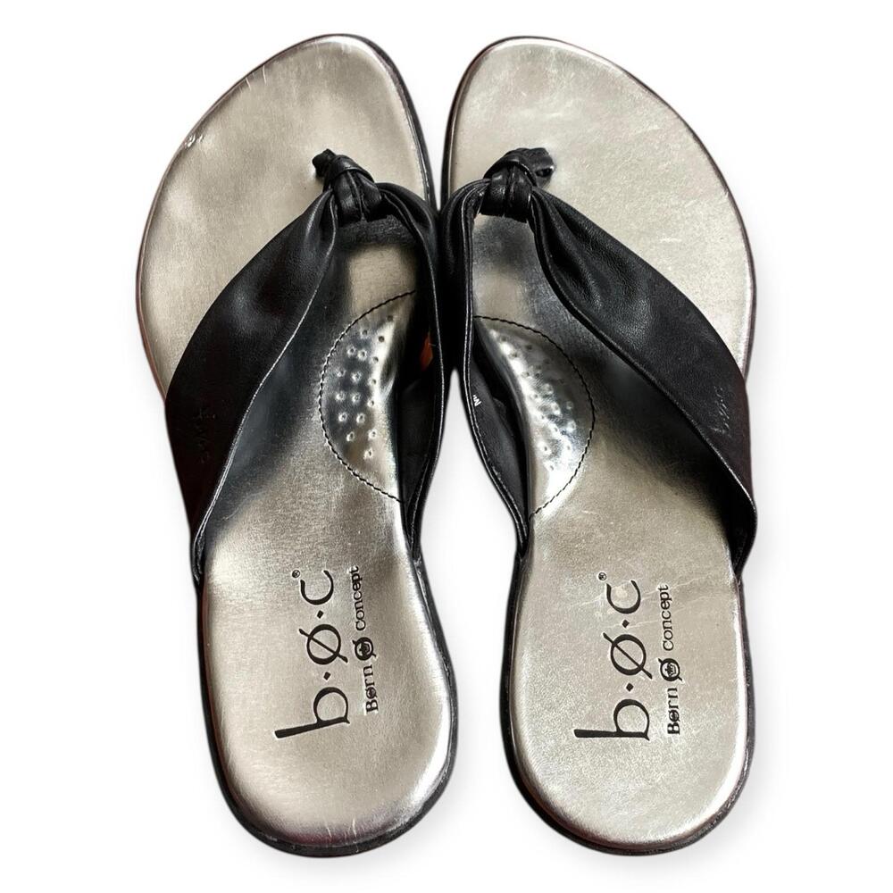 New! BOC Børn Concept Women's Sandals Shoes Size 6M Black Leather Flip Flop - Picture 7 of 7